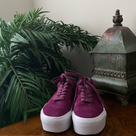 Vans Purple Suede Platform Old Skool Sneakers - Picture 2 of 8